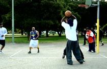 Playing ball and praising God.